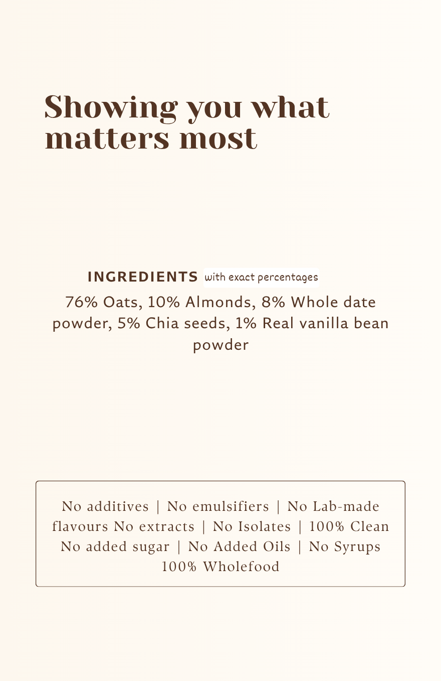 Clean Oats - Real Vanilla | Date sweetened & No lab-made flavours