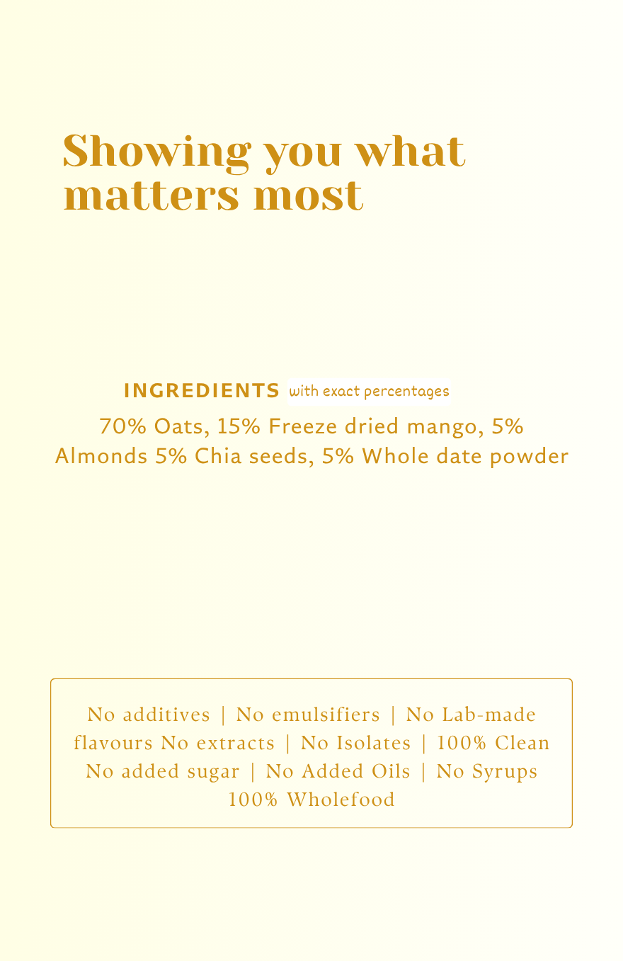 Clean Oats - Real Mango | Freeze-dried fruit & Date sweetened