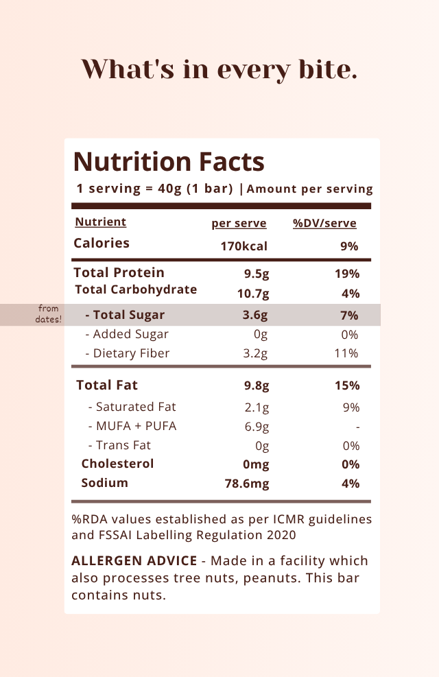 Almond Walnut Wholefood Bar - 40g