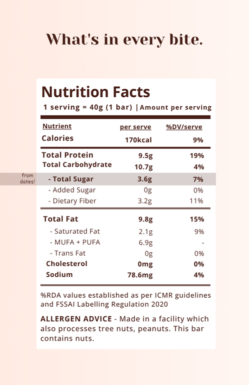 Almond Walnut Wholefood Bar - 40g