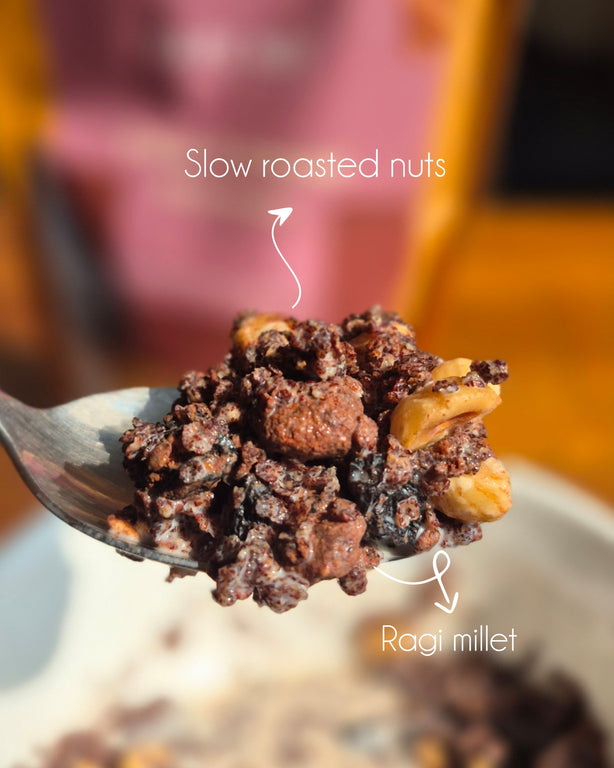 Cacao Almond Ragi Millet Muesli - Sweetened with (7%) Black Jaggery