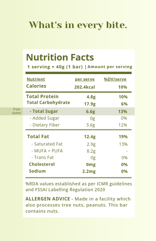 Pistachio Wholefood Bar - 40g
