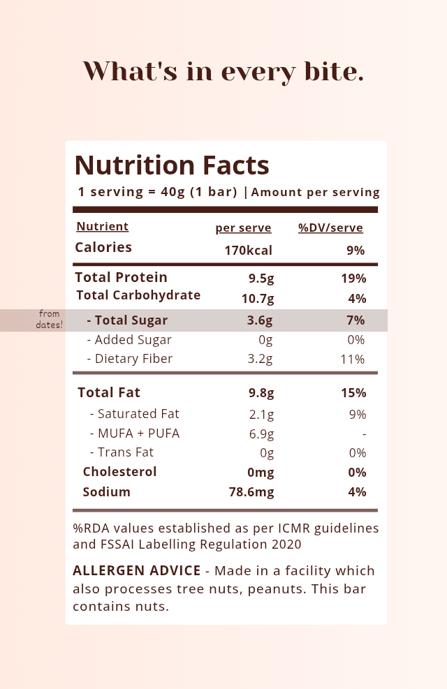 Almond Walnut Wholefood Bar - 40g