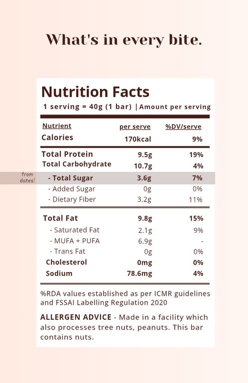 Almond Walnut Wholefood Bar - 40g
