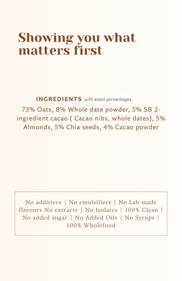 Clean Oats - Cacao & Nuts | Date sweetened & Heavy metal tested