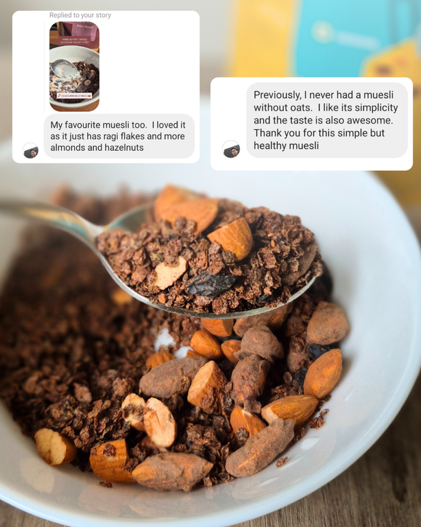 Cacao Almond Ragi Millet Muesli - Sweetened with (7%) Black Jaggery